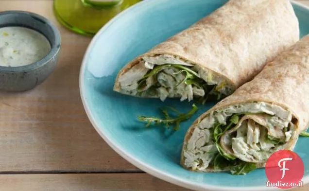 Panino al pollo arrotolato con rucola e Prezzemolo Aioli