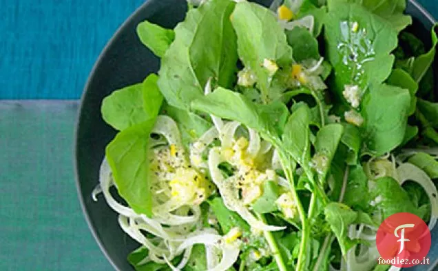 Rucola, finocchio e insalata di limone conservata
