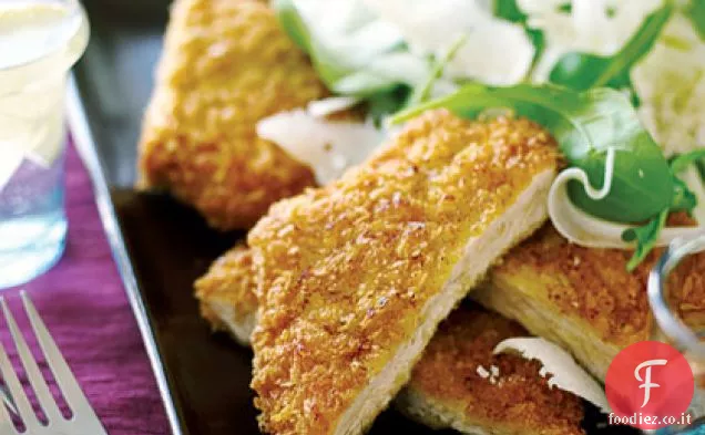 Milanese di maiale con rucola, finocchio e insalata di parmigiano