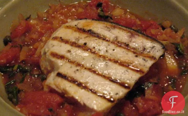 Pesce Spada con Pomodori e Capperi