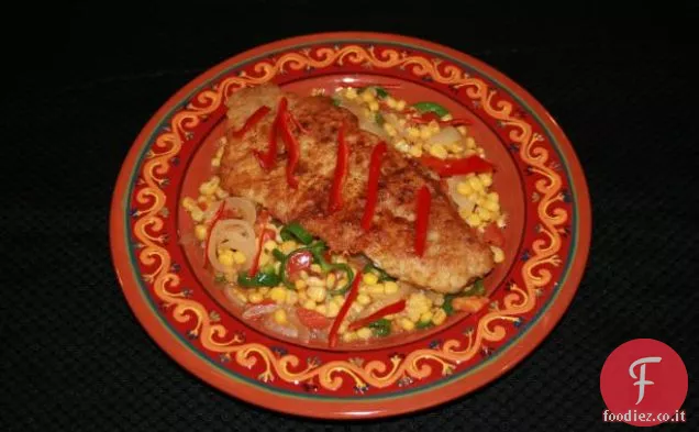 Snapper rosso messicano con peperoncino e mais