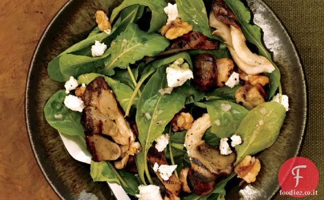 Insalata di rucola con Funghi alla griglia e formaggio di Capra
