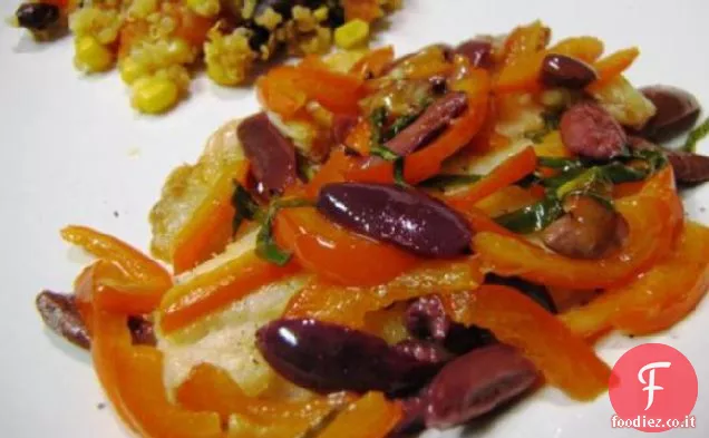 Filetto di Pesce Con Aglio Burro e Olive Nere