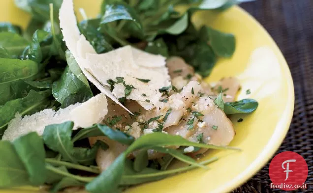 Insalata di Sunchoke rasata con parmigiano e rucola