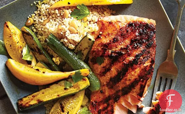 Couscous al salmone alla griglia e burro marrone