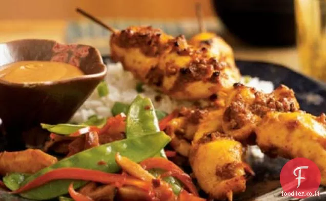 Saté di pollo con salsa di arachidi