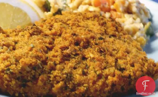 Pesce di merluzzo in crosta di aglio