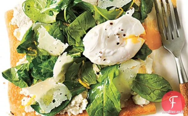 Rucola Pizza con uova in camicia