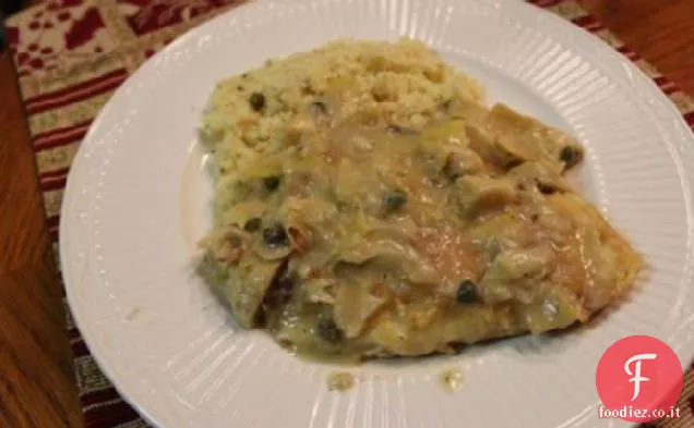 Tilapia in crosta di parmigiano con salsa di capperi al limone