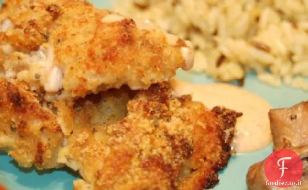 Pesce gatto gustoso al forno impanato