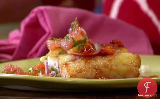 Baccalà scottato con glassa all'arancia rossa