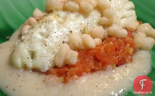 Baccalà Arrosto con Fagioli Bianchi, Composta di Pomodoro e Olio al Tartufo