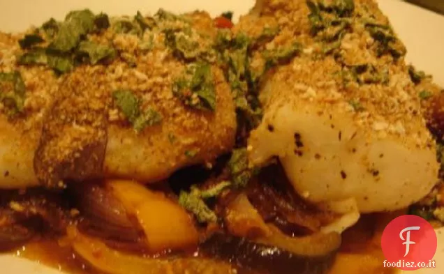Merluzzo orientale con verdure arrosto
