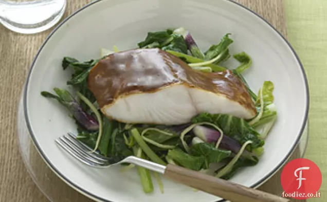 Hoisin-Merluzzo nero smaltato con Bok Choy