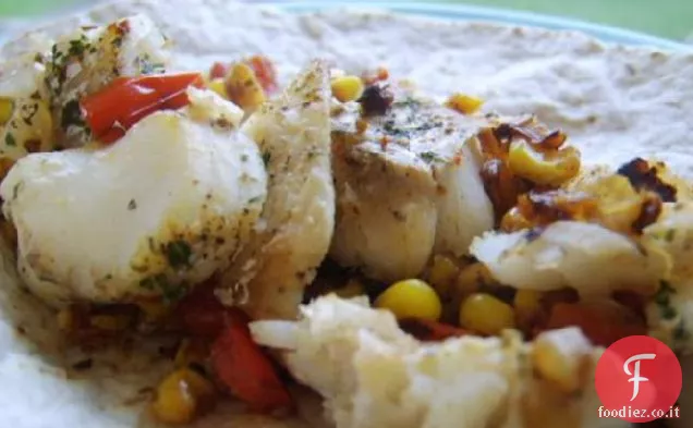 Tacos di pesce di mais arrosto