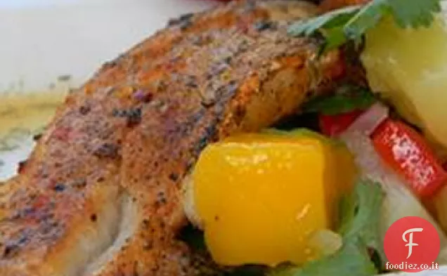 Paprika-Baccalà alla griglia speziato e salsa di Mango Party-in-Your-Mouth!