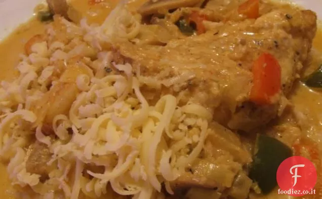 Pesce al forno con salsa di funghi al limone