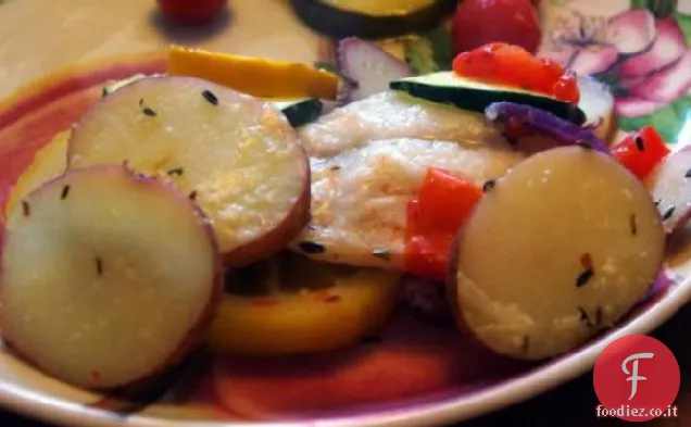 Eglefino con verdure fresche estive