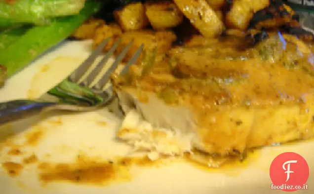 Halibut arrosto al forno con vinaigrette di agrumi alle erbe