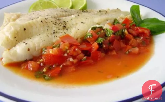 Halibut con salsa di pomodoro fresco
