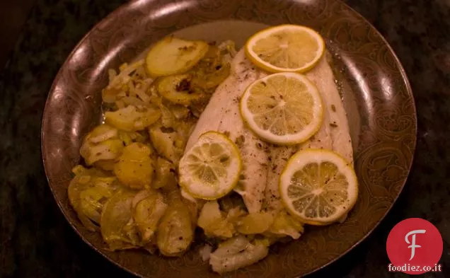 Halibut arrosto con finocchio e patate