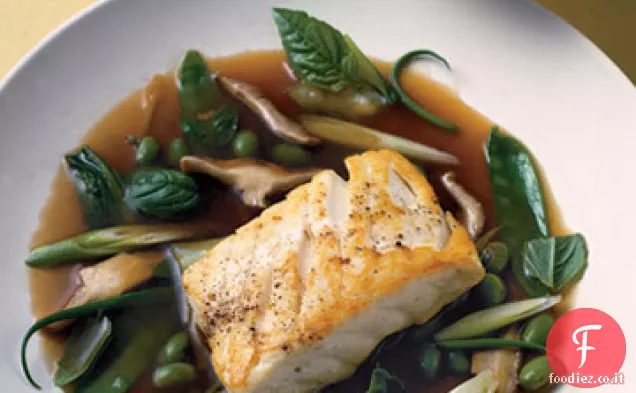 Halibut Pacifico in brodo di tè verde