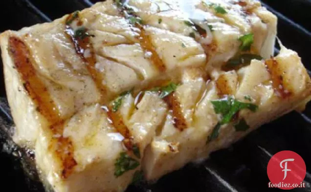 Halibut marinato alla griglia con Picante-Coriandolo Mayo