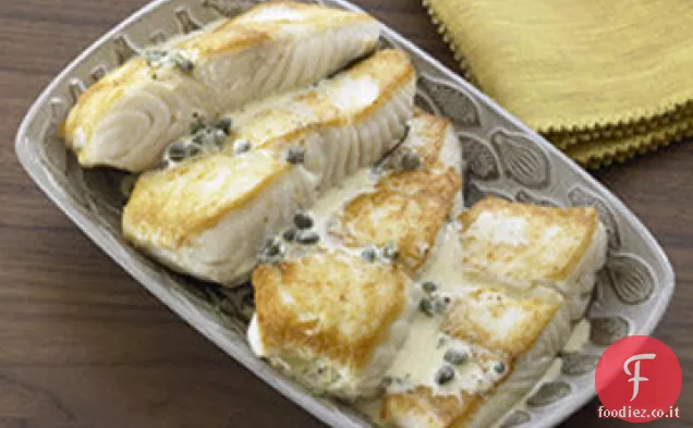 Halibut arrosto in padella con Vinaigrette di capperi Ricetta