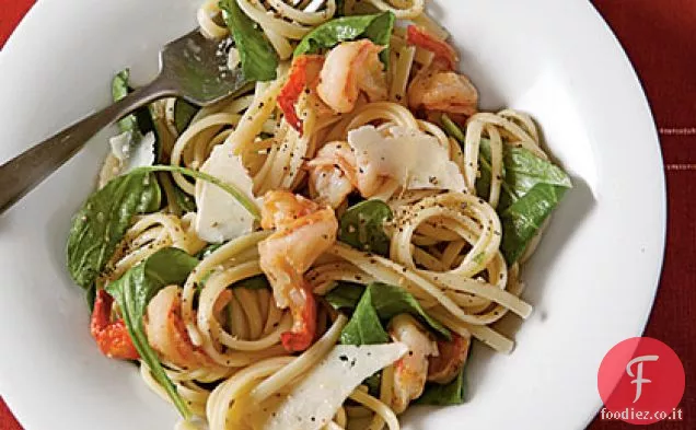 Pasta pepata con rucola e gamberetti