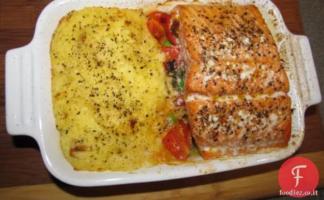 Pranzo al salmone con patch da giardino