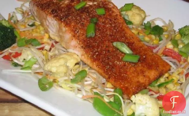 Salmone piccante con glassa di acero caldo