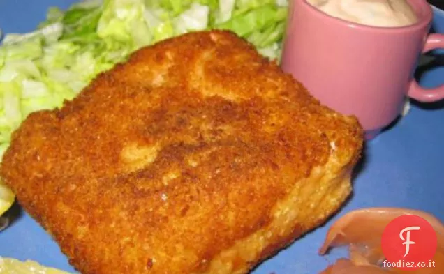 Salmone fritto con scalogno Maionese e lattuga