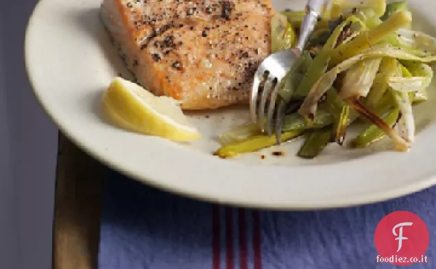 Salmone con porri