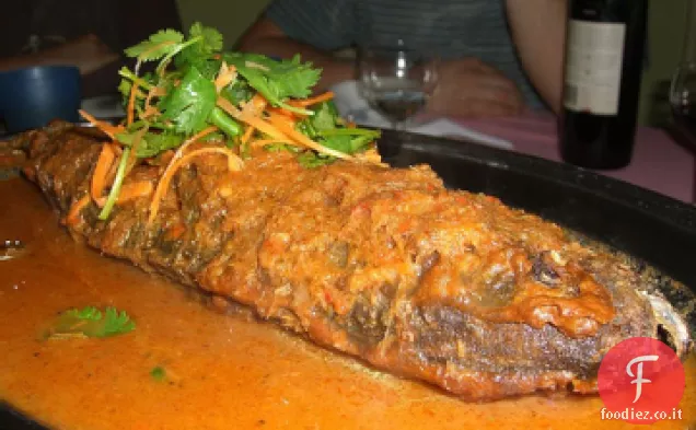 Salmone arrosto con curry rosso tailandese e Bok Choy
