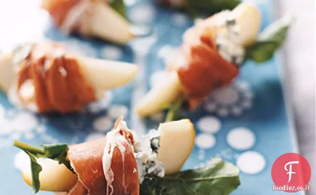 Pere con Formaggio Erborinato e Prosciutto