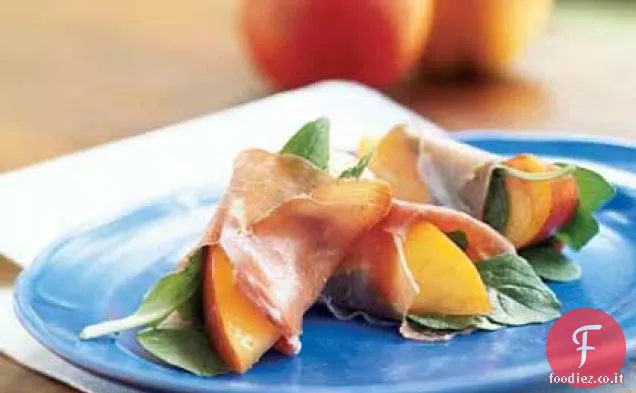 Fagottini di nettarina, Prosciutto e rucola