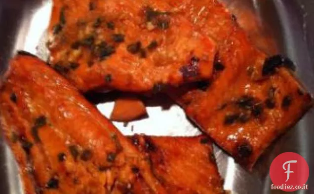 Salmone all'arancia e Bourbon alla griglia