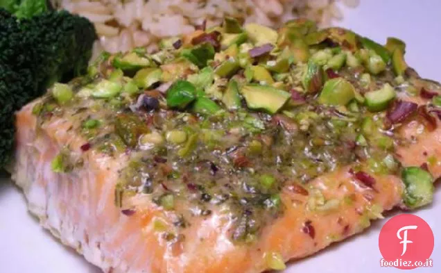 Filetti di Salmone al Pesto e Pistacchi