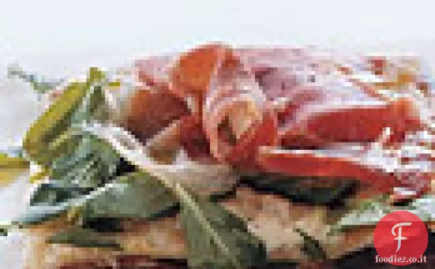 Pizza con Fontina, Prosciutto e Rucola