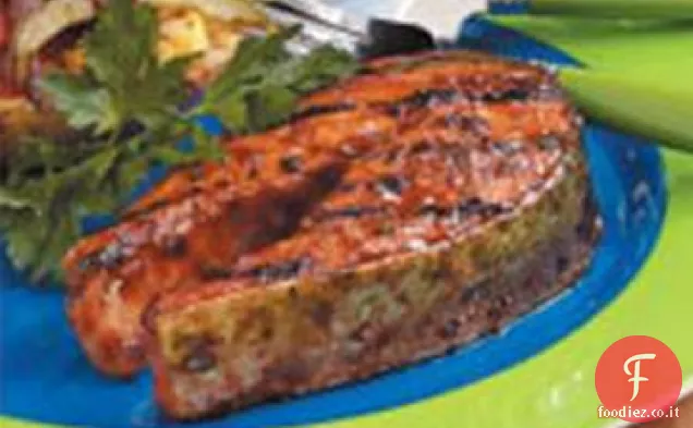 Bistecche di salmone al petardo