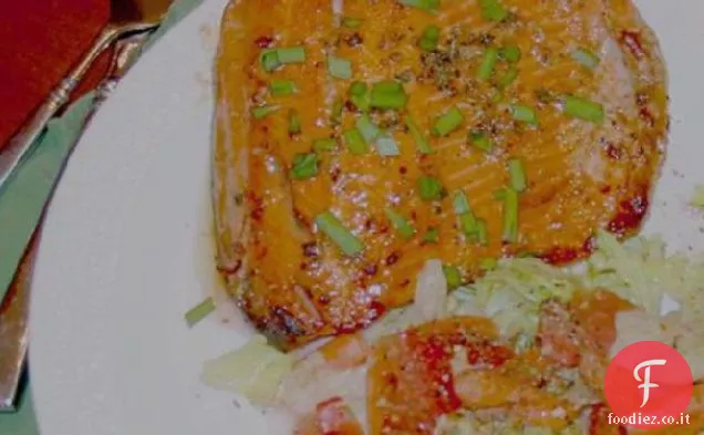 Salmone alla griglia con senape-Melassa Glassa