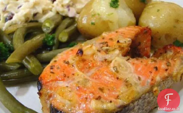 Bistecche di salmone al limoncello alla griglia