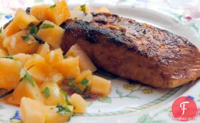 Salmone arrosto marocchino con salsa di Mango