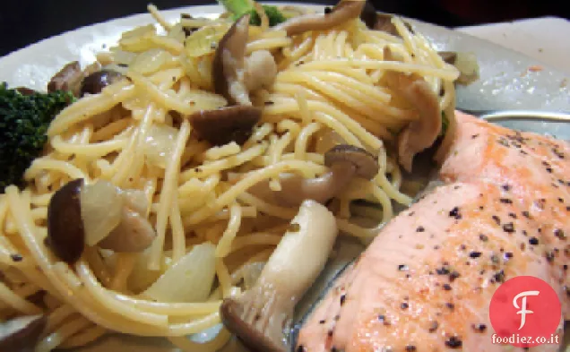 Salmone alla griglia e Spaghetti