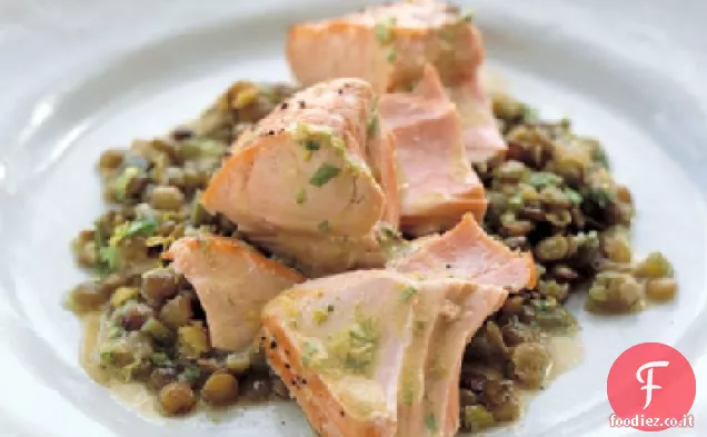 Salmone Arrosto con Lenticchie