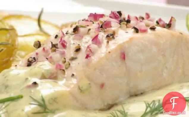Rockin ' Salmone con salsa alle erbe cremosa