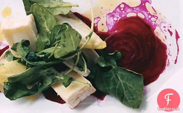 Carpaccio di Barbabietola con Formaggio di Capra e rucola