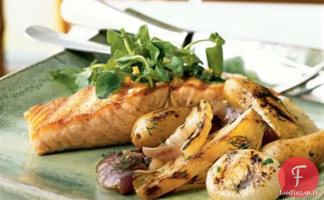 Salmone selvatico alla griglia e verdure