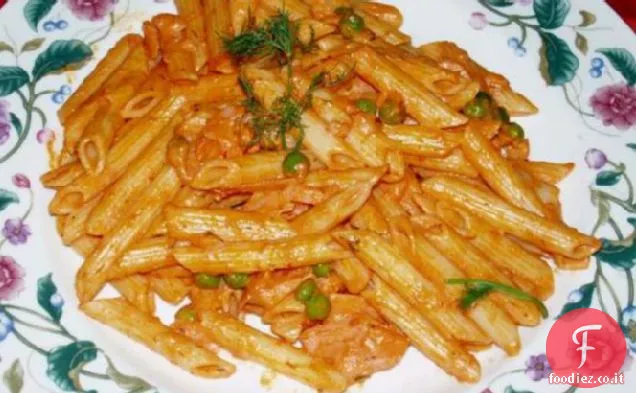 Penne con Crema di Vodka e Salmone Affumicato