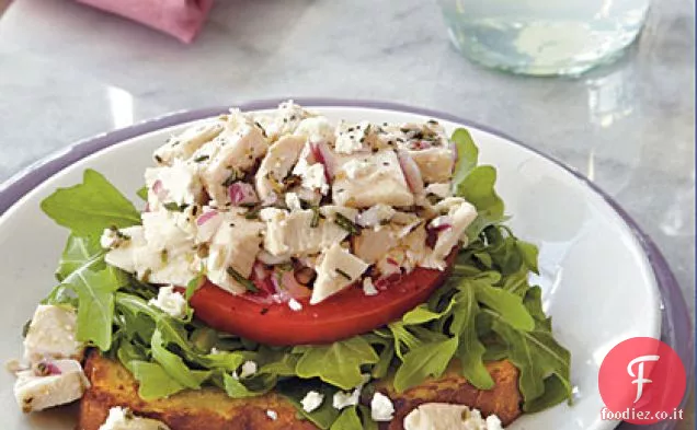 Insalata di rucola di pollo Panini a faccia aperta